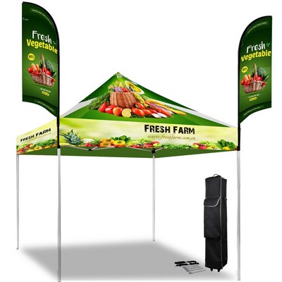 10' X 10' Aluminum Frame Tent With Flag Mount Kit