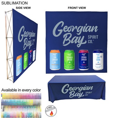 Tradeshow booth package Ultra, 7.5' Straight Fabric Wall Display and Premium 6' tablecloth open back